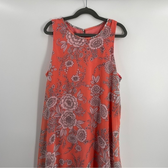 Tommy Hilfiger Coral White Floral Lined Sleeveless Keyhole Back Shift Dress - Picture 6 of 13